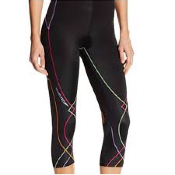 CW-X Women's Standard Stabilyx Joint Support Compression Tight, Black/Rainbow xs - Picture 1 of 2